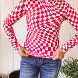 Pink + White Checker Sheer Mesh