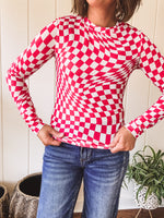 Pink + White Checker Sheer Mesh