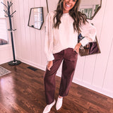 Ivory Chic Embroidered Blouse with Flutter Neckline