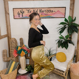 Olive Crepe Satin Peach Skin Joggers