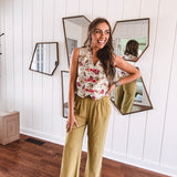 Sage + Pink Jacquard Floral Bow Vest