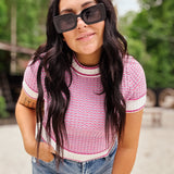 Fuchsia Woven Stripe Top