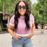 Fuchsia Woven Stripe Top