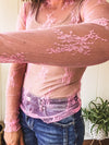 Pink All Over Floral Sheer Lace Top