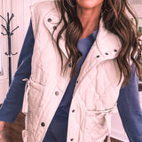 Champagne Tie Detail Quilted Puffer Vest