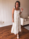 Olive Fruit Blossom Tiered Dress with Shoulder Tie