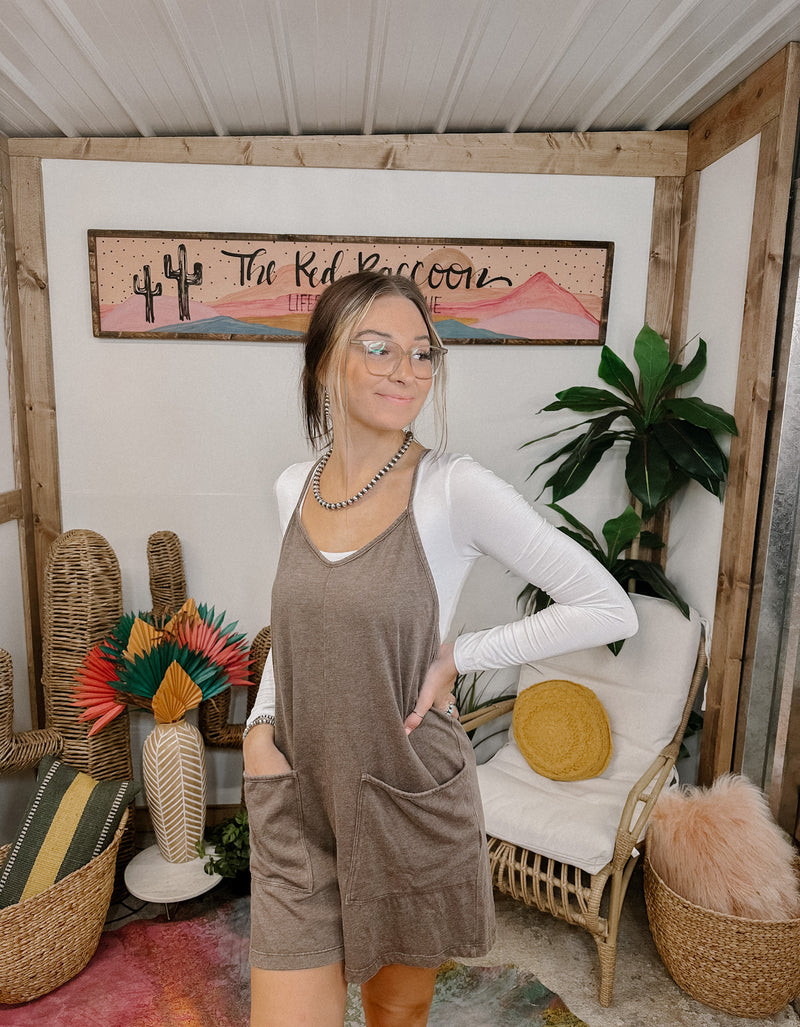Brown Mineral Wash Romper