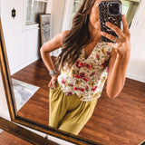 Sage + Pink Jacquard Floral Bow Vest