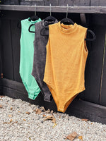 Fitted Mock Neck Micro Rib Washed Bodysuit