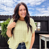 Mint Scallop Hem Woven Sweater Vest