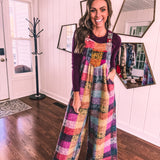 Lavender Multi Vintage Brushed Checker Overalls