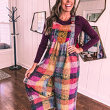 Lavender Multi Vintage Brushed Checker Overalls