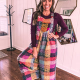 Lavender Multi Vintage Brushed Checker Overalls