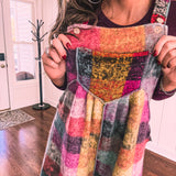 Lavender Multi Vintage Brushed Checker Overalls