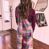 Lavender Multi Vintage Brushed Checker Overalls