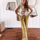 Sage + Pink Jacquard Floral Bow Vest