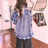 Blue Bliss Denim + Flannel Mix Shacket