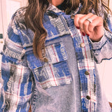 Blue Bliss Denim + Flannel Mix Shacket