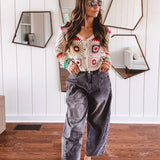 Black Denim Washed Barrel Jean