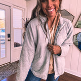 Running Errands Grey Blue Quilted Jacket