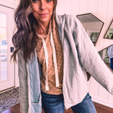 Running Errands Grey Blue Quilted Jacket