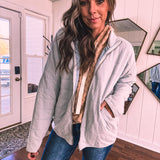 Running Errands Grey Blue Quilted Jacket