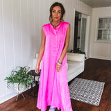 Fuchsia Wide Leg Satin Jumpsuit