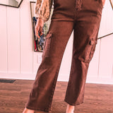 Espresso Crop Straight Cargo | High Rise
