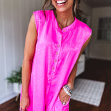 Fuchsia Wide Leg Satin Jumpsuit