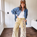 White Lace Trim Contrast Stitch Long Sleeve