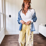White Lace Trim Contrast Stitch Long Sleeve