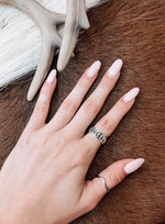 Oxidized Diamond Inlay Stacker Ring