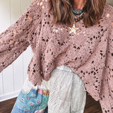 Chocolate Boho Crochet Knit Top
