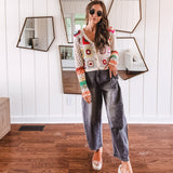 Button Down Granny Crochet Knit Cardigan with Long Sleeves