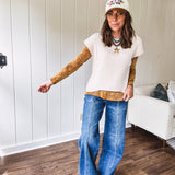 MUSTARD VELVET PAISLEY TOP