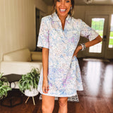 Cool Blue Multi Eyelet Lace Dress