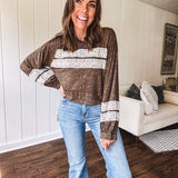 In The Lines Olive Floral Patch Pullover