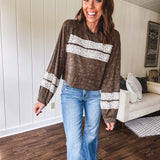 In The Lines Olive Floral Patch Pullover