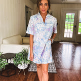 Cool Blue Multi Eyelet Lace Dress