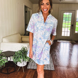 Cool Blue Multi Eyelet Lace Dress
