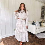 Mocha Plaid Smocked Tiered Midi Dress