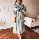 Sage Sparkly Skirt with Mesh Layer