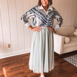 Sage Sparkly Skirt with Mesh Layer