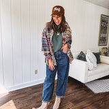 Dark Wash Crop Barrel Denim