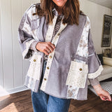 Washed Black Half Sleeve Vintage Garden Oversize Shacket