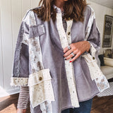 Washed Black Half Sleeve Vintage Garden Oversize Shacket