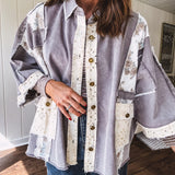 Washed Black Half Sleeve Vintage Garden Oversize Shacket