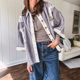Washed Black Half Sleeve Vintage Garden Oversize Shacket
