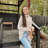 Oatmeal Long Sleeve Turtle Neck Top
