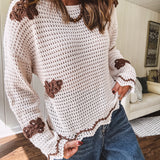 Natural Crochet Flower Long Sleeve Top